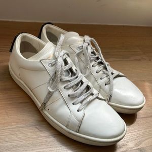 YVES SAINT LAURENT PARIS Blue + Red Lip Sneakers